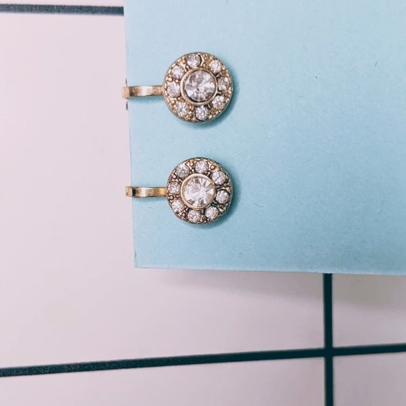 Gold Toned Clip on Faux Diamond Earrings - Picture 2 of 4